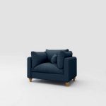 ⁦كرسي بذراعين خشب موسكي و قماش كتان⁩ - الصورة ⁦4⁩