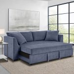 كنبة سرير خشب زان و قماش كتان