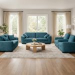 انتريه مودرن خشب زان و موسكي وقطيفة 4 قطع